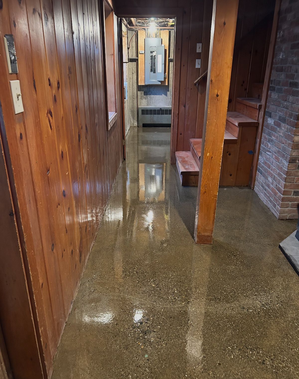Basement floor after epoxy coating - smooth, durable finish